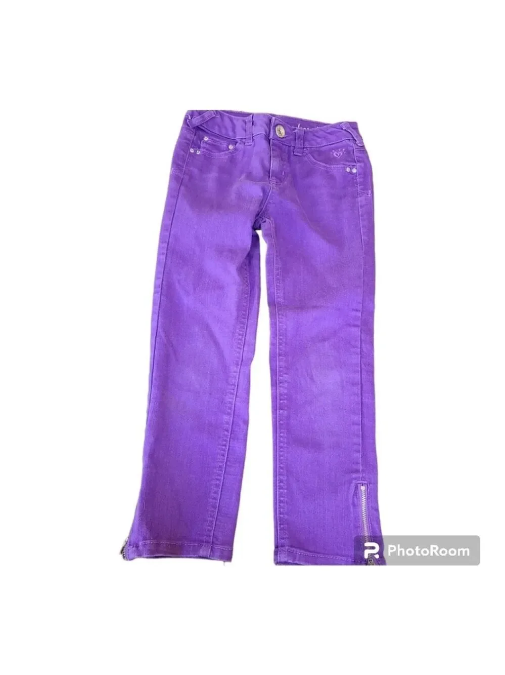 Justice Purple Girls Jeans 10R Ankle Zipper
